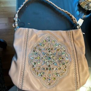 Brand new with tags - Brighton Handbag with beading. Taupe /pink